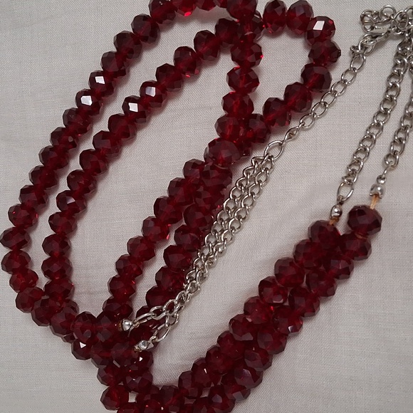 Double STRAND GARNET red Necklace - Picture 4 of 9
